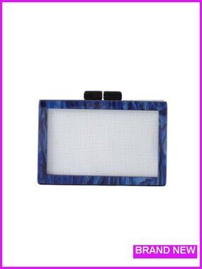 Acrylic Woven Pattern Square Box Crossbody Handbag with Removable DIY Canvas